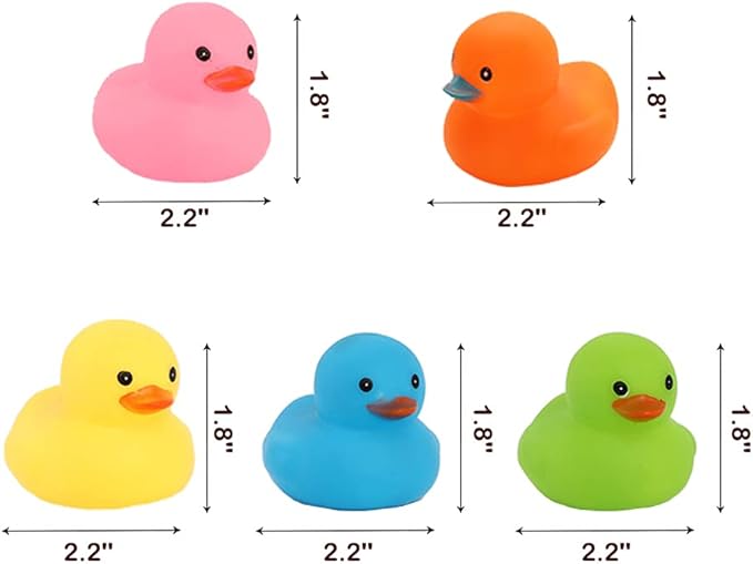 Bath Duck Toys 15 PCS Colorful Mini Rubber Ducks Squeak and Float Duckies Baby Shower Toy Party Decoration for Toddlers Boys Girls (2.2’’)