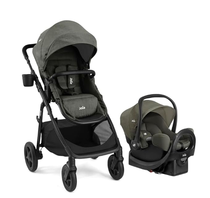 Ginger and Rue Travel System - 4-in-1 Modular Travel System with Pramette, Lightweight Infant Car Seat & Anti-Rebound Base (Evergreen)