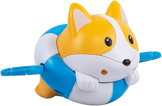 Bath Toy Pull and Go Corgi Bathtub Toy Windup Swimming Corgi Po String Tub Toy Rowing Puppy Floating Water Toy for Boys and Girls (Blue)