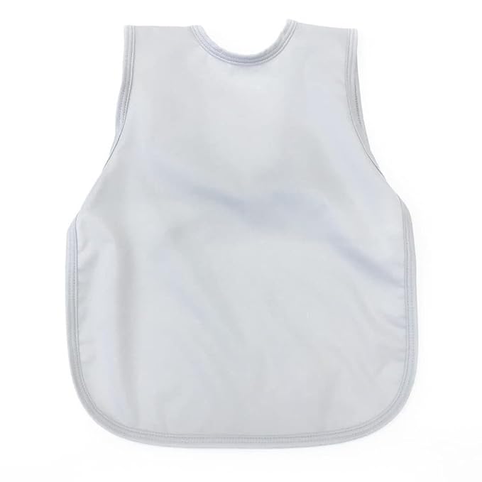 BapronBaby Minimalist Light Grey Bapron - No Neck Tie Safer Bib for Baby & Toddler - Soft Waterproof Stain Resistant - Machine Washable - Sz Preschool 3-5yrs