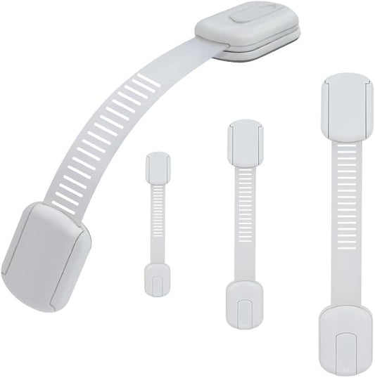 Child Proof Cabinet Locks - Cabinet Locks Baby Proofing with 3M Adhesives for Refrigerator, Oven, Cupboards, Toilet Seat - Adjustable,Easy Installation,No Drilling (4 Pack)