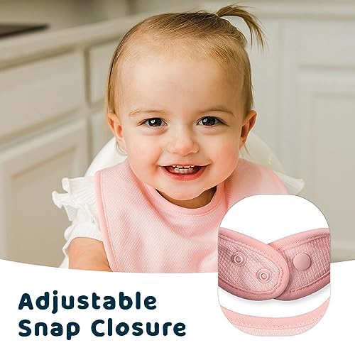 Tiny Twinkle 8 Pack Baby Bibs for Drooling and Teething – Waterproof & Absorbent Bibs for Baby Girl & Boy, Machine Washable Infant Bib Set for Newborns and Toddlers (Girl Macaron 8-Pack)