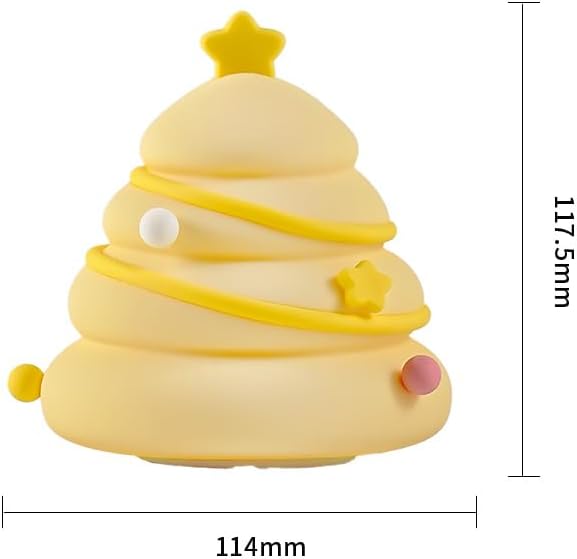 LED Christmas Tree Night Light, 3 Level Dimmable Nursery Decor, Cute Lamp Silicone Squishy Light, Rechargeable Bedside Touch Lamp for Breastfeeding Toddler Baby Kids Decor