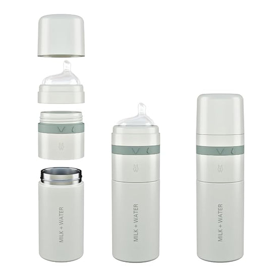 MILK & WATER All in One Baby Bottle & Baby Formula Dispenser On The Go, 9oz - Keeps Water Warm & Formula Fresh - Baby Formula Mixing Bottle with Anti Colic Nipple - Leak-Proof - 3+ Months (Green)