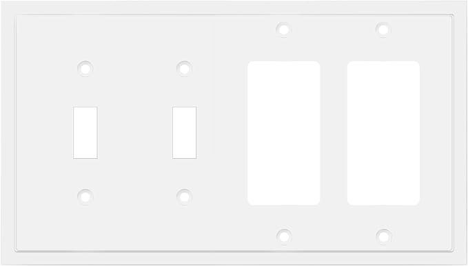 Henne Bery Modern Edge Decorative Wall Plate Switch Plate Outlet Cover, Durable Solid Zinc Alloy (Double Toggle/Double Decorator, Pure White)