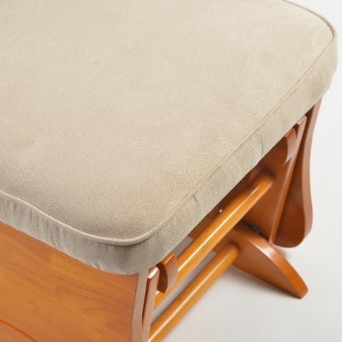 Solid Wood Anti-Pinching Rocking Glider Chair with Ottoman Cushion Set, Nursery Rocking Chair for Living Room Bedroom Reading Room, Honey