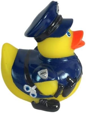 3" Police Rubber Duck [Sealed Hole, Floats Upright] - Baby Safe Bathtub Bathing Toy