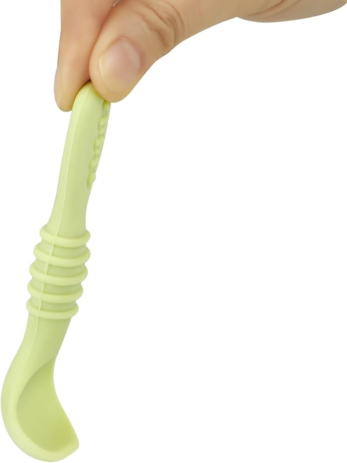 PandaEar 6 Pack Silicone Baby Spoons - Self Feeding Utensils 6-12 Months - Infant Spoons First Stage - Baby Feeding Essentials