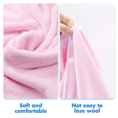 ROMASA Toddler Hooded Bath Towel Ultra Soft Towel Highly Absorbent Bathrobe Blanket for Boys Girls- 27.5" x 55"(Pink Rabbit-Shape)