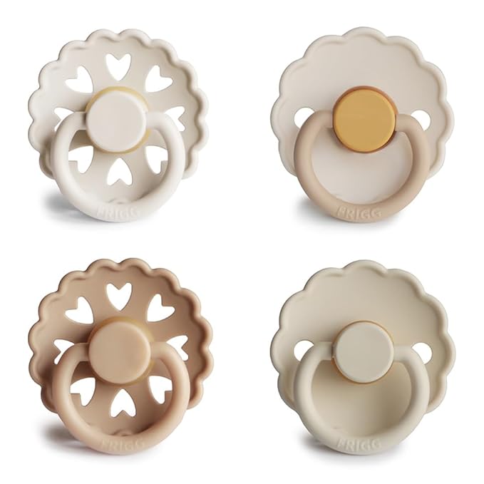 FRIGG Natural Rubber Baby Pacifier 4-Pack Snowflake Dream | Made in Denmark | BPA-Free (0-6 Months)