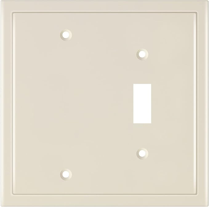 Henne Bery Modern Edge Decorative Wall Plate Switch Plate Outlet Cover, Durable Solid Zinc Alloy (Blank/Toggle, Light Almond)