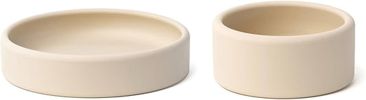 APLAINR Silicone Baby/Toddler Plate and Bowl Bundle, Oat Cream