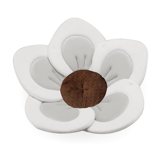 PandaEar Baby Bath Pad for Infant Newborn | Soft Flower 5 Petals for Sink Bathtub Essentials Shower Gift (Grey)