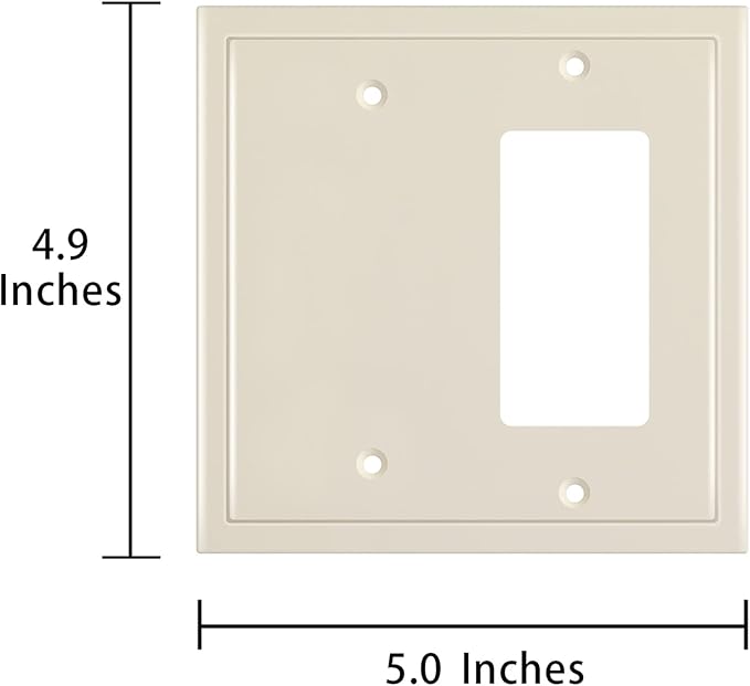 Henne Bery Modern Edge Decorative Wall Plate Switch Plate Outlet Cover, Durable Solid Zinc Alloy (Blank/Decorator, Light Almond)