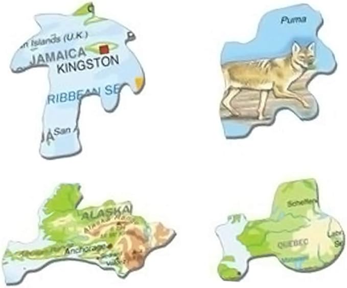 Larsen Puzzles North American Map with Animals 66 Piece Children's Educational Jigsaw Puzzle