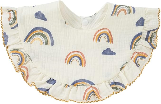 Nishine 4 pcs Unisex Baby Muslin Bandana Drool Bibs 360 Degree Rotatable Cotton Teething Feeding Drooling Bibs for Boy Girl