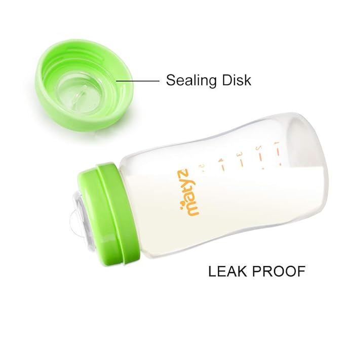 Matyz 4-PACK Breastmilk Storage Bottles With Lids (Green, 8oz Each) - Wide Mouth Breastmilk Collection Storage Bottle - Leakproof Breast Pump Bottle for Spectra Medela Philips Breast Pumps