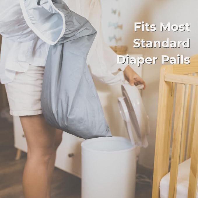 Nora's Nursery Pail Liner for Cloth Diapers - Reusable and Washable - Fits all Standard Diaper Pails - Waterproof Pail Liner with Strap for Diaper Pails, Laundry & Kitchen Garbage Cans (Garden - 2 Pk)