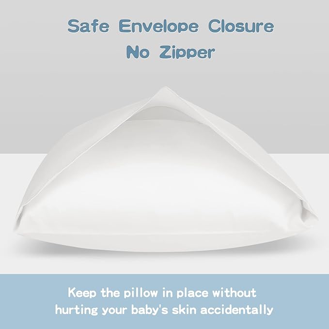 Soft Organic Cotton Toddler Pillowcases 14 X 20 Inches, Fit 13 X 18, 14 X 19 Pillows, Smooth Pearl Cotton Baby Pillowcases with Envelope Closure, Dark Grey and Ivory, Set of 2