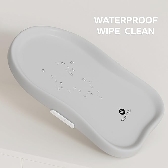 Baby Diaper Changing Pad with Adjustable Belt – Portable, Waterproof, Peanut-Shaped Design, Non-Slip Base for Table and Dresser, Grey