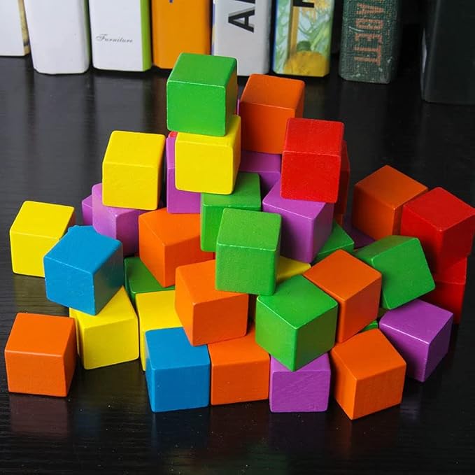 Unfinished Wooden Blocks 1 inch, Pack of 50,Small Wooden Cubes for Arts and Crafts – DIY - Photo Blocks- Plain Wooden Blocks