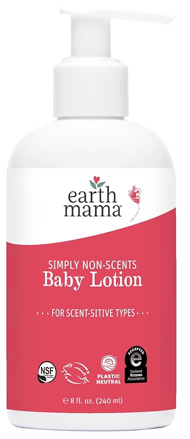 Earth Mama Simply Non-Scents Baby Lotion for Dry Skin, Calendula Cream, Skin Care for Kids, Organic Moisturizer, Unscented Lotion with Aloe, Rooibos, & Shea Butter, 8-Fl oz
