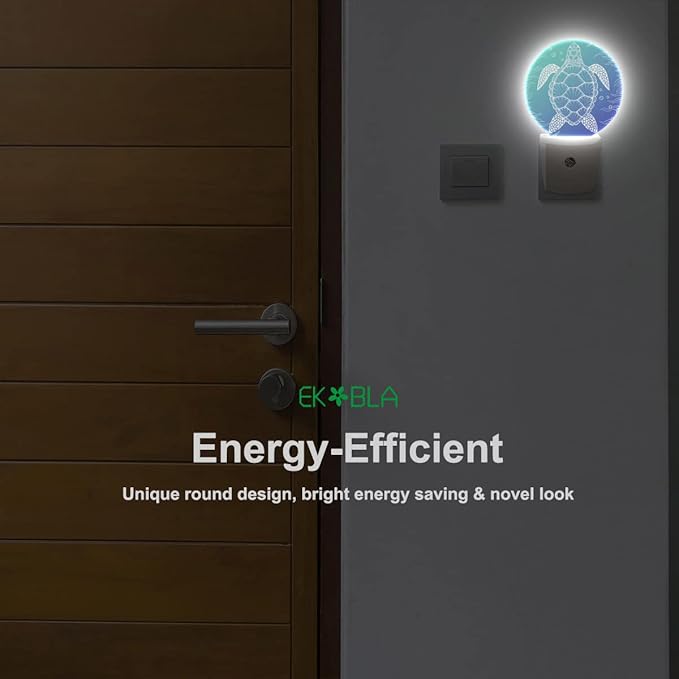 EKOBLA Blue Sea Turtle Night Light Summer Turtle Underwater Vintage Night Lights Plug into Wall Ocean Themed Led Lamp Home Decor for Living Room Bedroom, 0.5W Nightlight