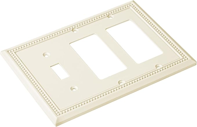 Henne Bery Sunken Pearls Heavy Duty Decorative Wall Plate Switch Plate Outlet Cover (Single Toggle/Double Decorator, Light Almond)