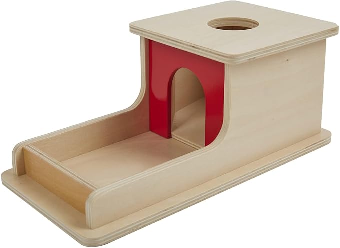 Object Permanence Box with Tray Three Balls for 6-12 Months Babies (Wood+Plastic+Knit Ball)