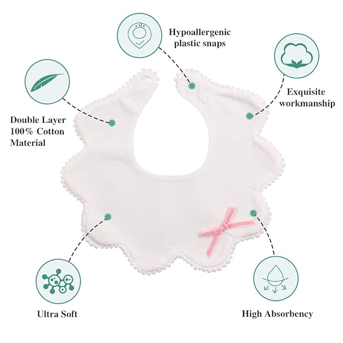 JANGANNSA 3 PCS Flower Baby Bibs Infant Burp Clothes for Baby Girls Saliva Towel Cotton Infant Toddler Girls Bibs(3 PCS -B)