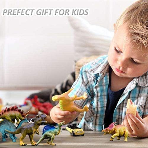 OuMuaMua Dinosaur Toys, Plastic Dinosaur Figure Set, Ideal Education Toys for Kids, Including T-Rex, Stegosaurus, Monoclonius, 6 to 7 Inch Large Size, 6 Pack