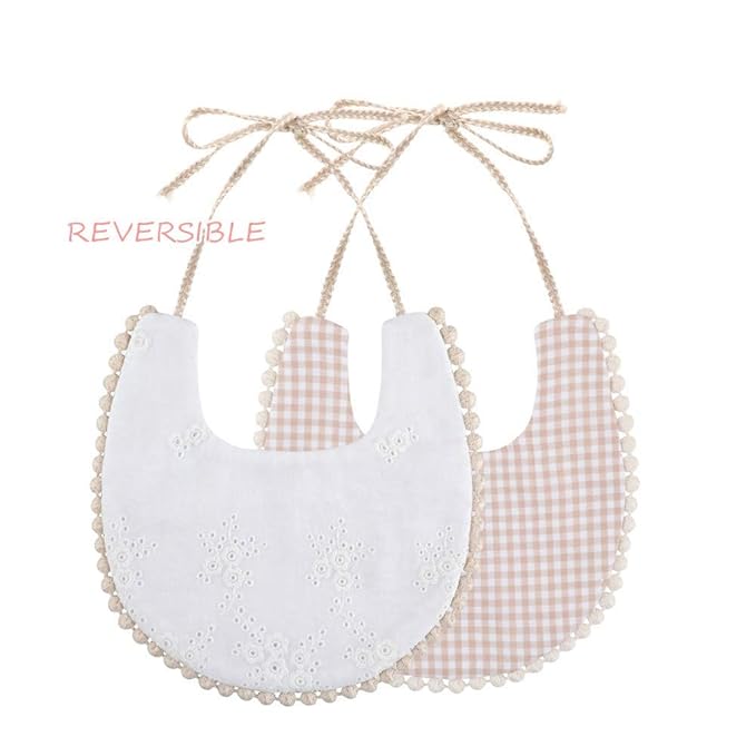 GZMM Baby Bib For Girls,Reversible Waterproof Handmade Natural Cotton Baby Drool Bib 0-12 months 4 Pack (floral mult-7, 0-12)