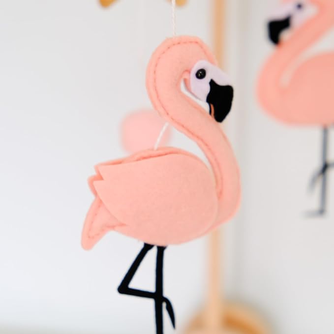 Pink Flamingo Baby Crib Mobile for Girls, Baby Mobile for Crib, Nursery Mobile, Baby Girl Mobile Boho Nursery Decoration for Pack N Play, Bassinet, Ceiling Mobile, Flamingo