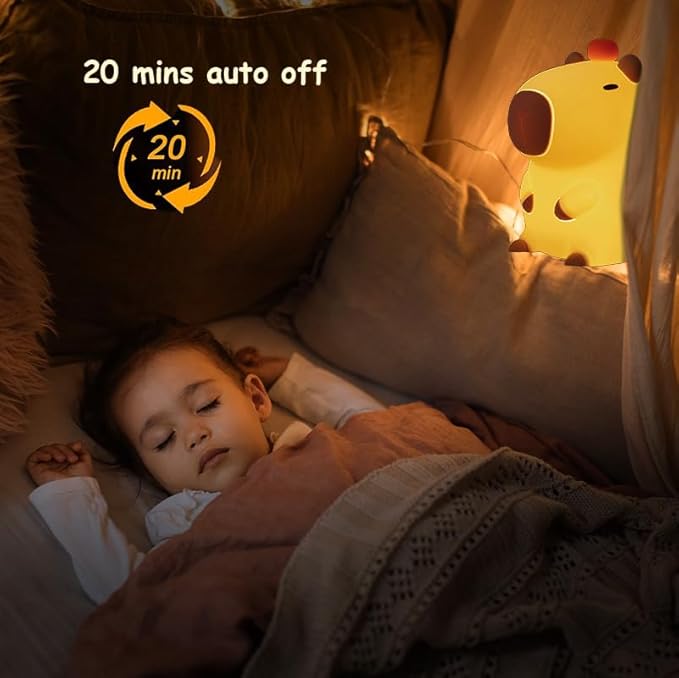 Cute Tangerine Capybara Night Light, LED Squishy Night Lamp, 2 Levels Dimmable Nursery Nightlight for Kids, Rechargeable Touch Lamp, Dorm Decor, Kids Funny Gifts (Fixed Tangerine)
