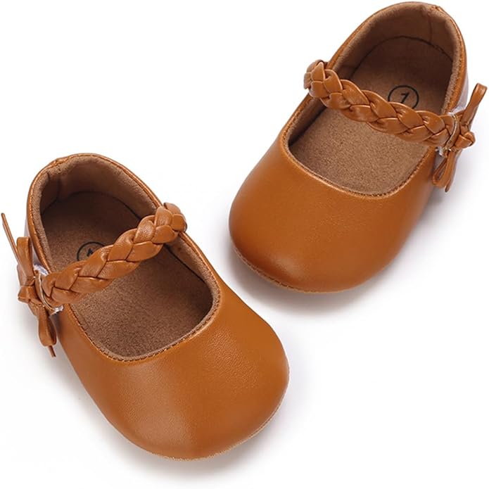 COSANKIM Baby Girls Mary Jane Flats Shoes Anti-Slip Rubber Sole Infant Toddler Princess Wedding Dress Shoes