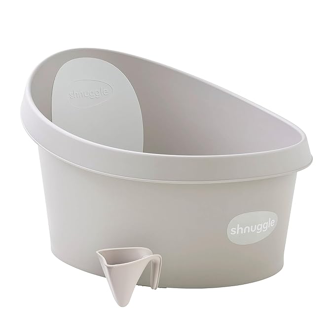 Toddler Bath Tub | Larger Bath for Bigger Kids at Bathtime | Includes Warm and Soft Foam backrest | Grippy Anti-Slip Surface | Includes Easy Drain Bath Plug | Taupe Beige + Rinse Jug