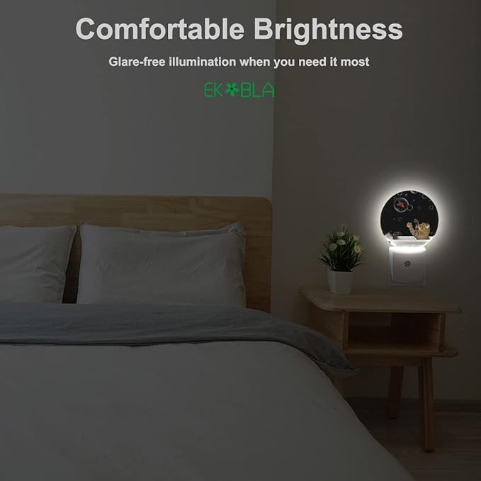 EKOBLA Funny Cat and Fish Night Light Black Cat Play Gold Fish Bubbles in Bathtub Night Lights Plug into Wall Home Decor Cute Nightlight for Men Women