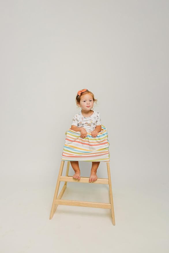 Copper Pearl Baby Car Seat Cover Canopy and Nursing Cover Multi-Use Stretchy 5 in 1 Gift 'CoComelon Stripe' - One Size