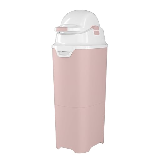 Foundations Tall Diaper Pail with Airtight Lid - Durable & Odorless Diaper Disposal, Large Capacity, Holds up to 60 Newborn Diapers, Refill with Any Bags - Pink