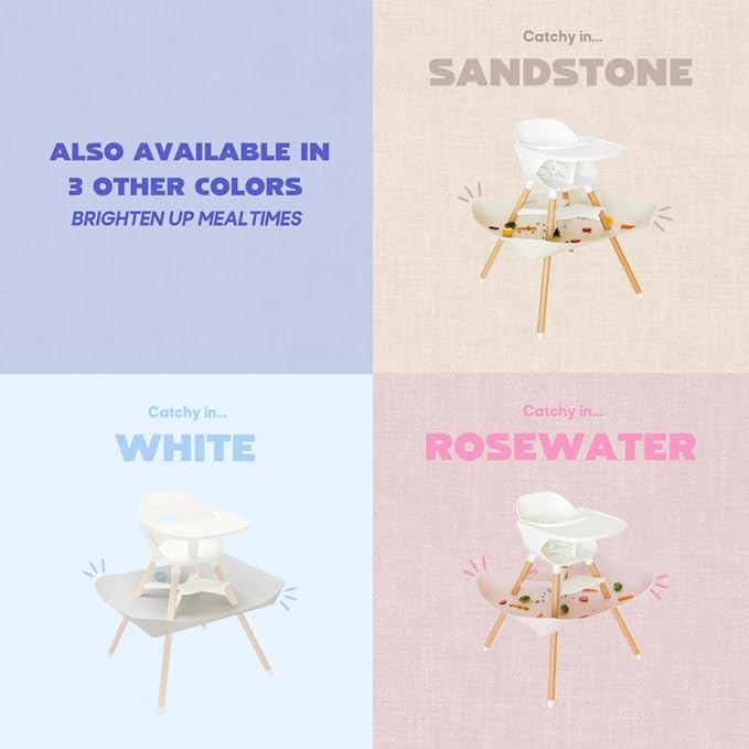 CATCHY -Food Catcher- Compatible with Lalo The Chair High Chair +11 Other High Chairs -Highchair Sold Separately- Baby & Toddler Food & Mess Catcher -Premium Linen Inspired- Under High Chair Accessory