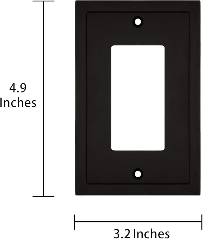 Modern Edge Decorative Wall Plate Switch Plate Outlet Cover, Durable Solid Zinc Alloy (Single Decorator 2PK, Matte Black)
