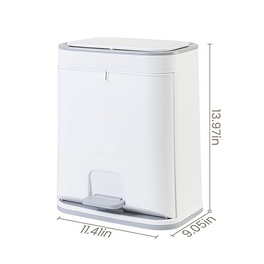 Procade Office Trash Can with Lid, 3 Gallon Bathroom Garbage Can, Narrow Plastic Trash Bin with Press top Lid and Pedal, Slim Gray Trash Can Waste Basket for Room, RV,Dorm.