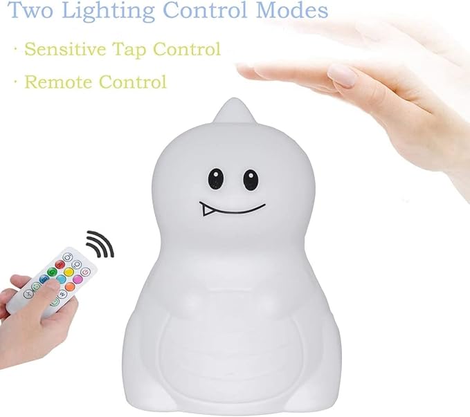 Night Light, Bedside Lamp, Baby Nursery Lamp for Breastfeeding Safe, Break Resistant, Eye Caring, Adjustable Brightness & Color, Timing Function, Remote Control + Touch Control - Dinosaur