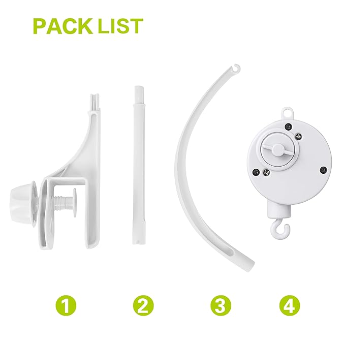 Baby Crib Mobile Arm with Music Box Spin Motor（24 inch ）, AICMEI Nursery Decor Hanger -DIY Toy Decoration Move Bracket，Double nut Adjustment and Fixing