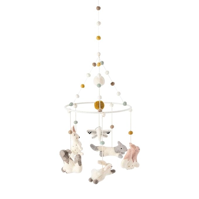 Pehr Classic Wool Felt Baby Mobile, Field of Dreams | Handmade Nursery Décor | Includes Gift Box | Ethical & Enchanting | 28” x 9”