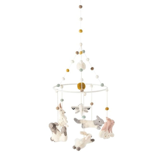 Pehr Classic Wool Felt Baby Mobile, Field of Dreams | Handmade Nursery Décor | Includes Gift Box | Ethical & Enchanting | 28” x 9”