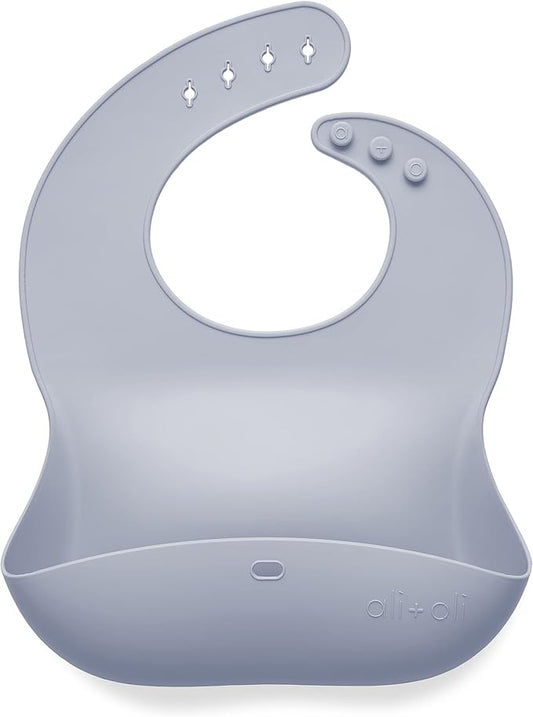 Ali+Oli Silicone Bib Waterproof Silicone Bibs for Babies & Toddlers Adjustable Feeding Bibs with Food Catcher Feeding Bucket