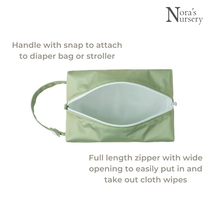 Nora's Nursery Reusable Baby Wipes, 100% Cotton Washcloths, Soft and Absorbent Towels for Newborn Bath and Face, Includes 20 Wipes with 1 Waterproof Pod for On-The-Go Moms, Ideal for Sensitive Skin