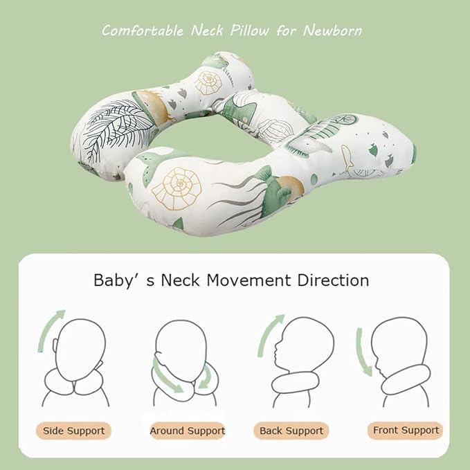 Baby Neck Pillows, Comfortable Baby Travel Head Neck Support Pillow for Car Seat Stroller Pushchair, Soft PP Cotton Travel Pillow for 0-1 Year Old Toddler Infant Newborn, Ocean