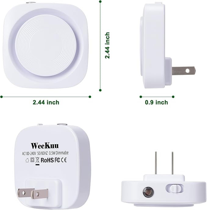 LED Night Lights Plug into Wall, Indirect Soft Dimmable Night Light with Dust to Dawn Sensor, White Nightlight for Bedroom,Bathroom,Kitchen,Stairs,Hallway,Travel, 4 Packs, White